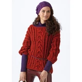 Női pulcsi közepén csavart mintával,  Boston kötésminta