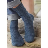 Strukturmintas férfi-női zokni bumeráng sarokkal kötve 4 szálas Regia fonalakra