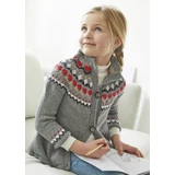 A vonalú norvégmintás kislánykardigán kötésminta Merino Extrafine 120 fonalból 