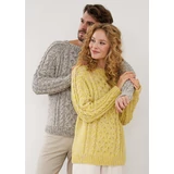 Uniszex hosszú ujjú raglánpulóver, Color Drift kötésminta