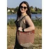 Táska spirálkötéssel Makramé fonalból lustakötéssel, két színnel kötésminta