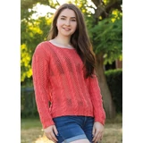 Csavart és hálómintás nyári pulóver kötésminta Catania fonalból