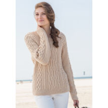 csavart mintás női pulóver merino extrafine cotton fonalból kötve