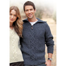 Kötott férfi galléros pulóver minta csavart mintával