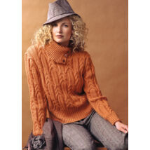 Csavart mintás garbó, reró női kötött pulóver minta Merino Extrafine 120-as fonalra
