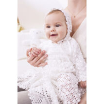 horgolt keresztelőruha sapkával baby smiles suavel fonalból horgolva 