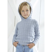 Gyerek pulóver kapucnival Peach Cotton fonalból kötve