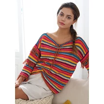 Hétszíncsíkos nyári pulóver Catania kötésminta