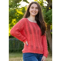 Csavart és hálómintás nyári pulóver Catania kötésminta