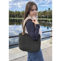 Tote táska bordás lustakötéssel kötve kötésminta