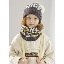 Jacquard mintás szett: sapka és csősál gyerekeknek, kötésminta
