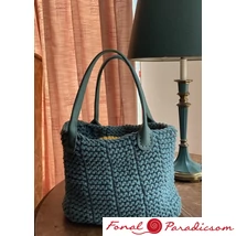 Tote táska bordás lustakötéssel kötve kötésminta opal zöld