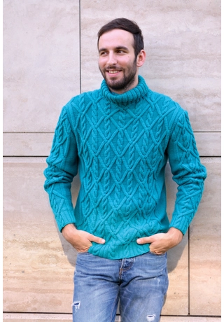 Csavart mintás kötött férfi pulóver 