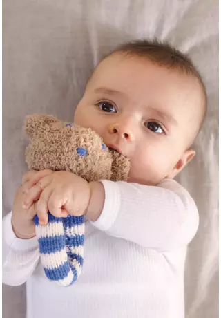 Macifejes kötött rágóka babáknak Baby Smiles fonalakra