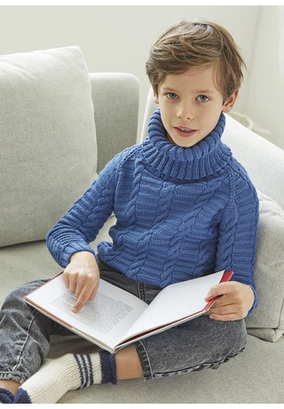 Csavart mintás pulóver kisfiúknak Merino Extrafine 120 LETÖLTHETŐ LEÍRÁS