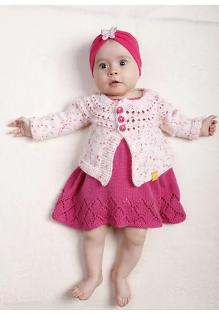 Kötött babakardigán kislányoknak, kötésminta Bravo Baby 185