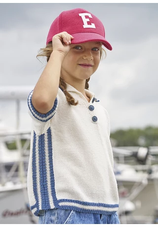 Póló fazonu gyerekpulóver nyárra. Cotton Bambulino kötésminta