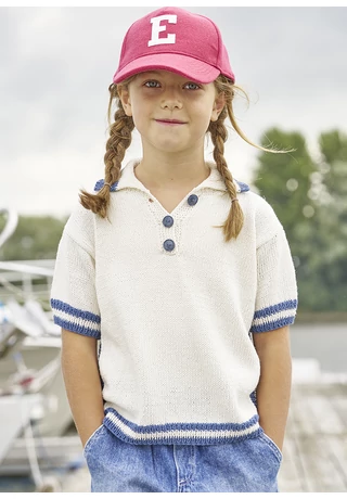 Póló fazonu gyerekpulóver nyárra. Cotton Bambulino kötésminta