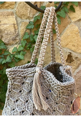 Rusztikus strandtáska 3 mm-es Makramé fonalból kötve