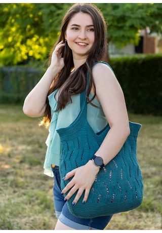 Shopper táska függőleges cakkos mintával Catania kötésminta