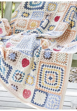 Szívecskés, nagyikockás horgolt takaró Catania horgolasminta