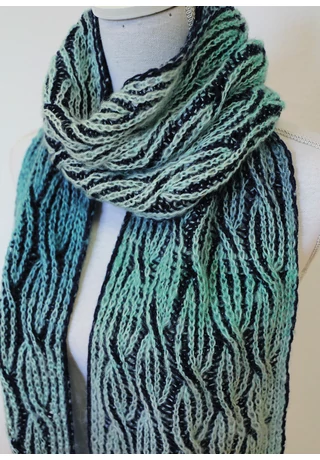 Sál kötésminta briós (brioche) és csavart mintával