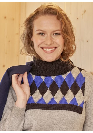 Rombuszmintás nyakmelegítő kötésminta