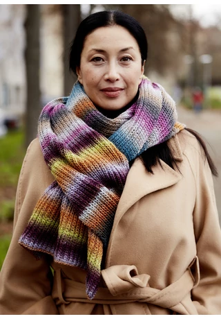 Színes csíkos sál kötésminta Regia Virtuoso Color