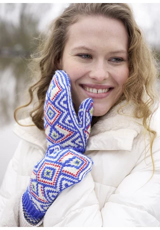 Jacquard mintás egyujjas kesztyű kötésmint