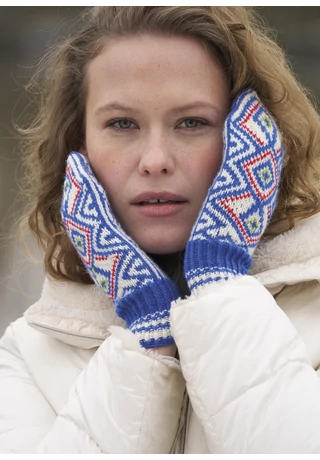 Jacquard mintás egyujjas kesztyű kötésmint