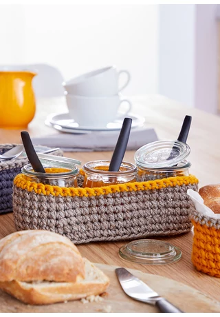 Három horgolt tárolókosárka horgolásminta