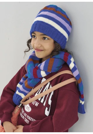  Csíkos sapka és sál gyerekeknek kötésminta