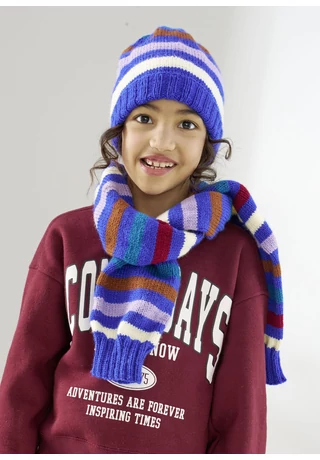  Csíkos sapka és sál gyerekeknek kötésminta
