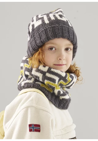 Jacquard mintás szett: sapka és csősál gyerekeknek, kötésminta