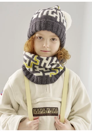 Jacquard mintás szett: sapka és csősál gyerekeknek, kötésminta