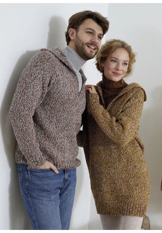 Galléros uniszex pulóver felnőtteknek, Color drift kötésminta