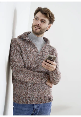 Galléros uniszex pulóver felnőtteknek, Color drift kötésminta