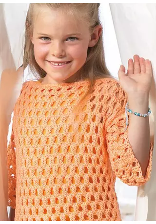 Lyukacsos pulóver kislányoknak Catania fonalból kötve