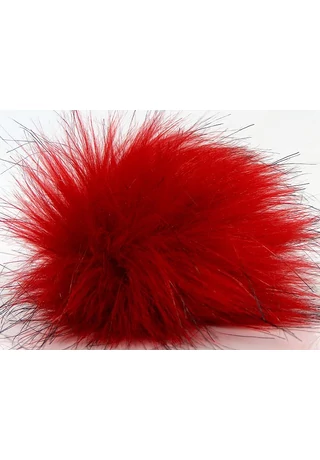 Pompom Faux Fur sötét piros fekete cirmos 1316