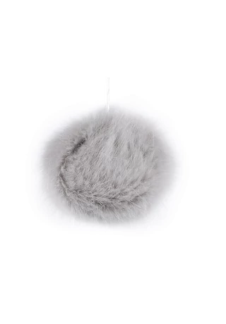 Pompon műszörme sapkabojt 8 cm-es ezüst szürke