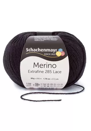 Merino Extrafine 285 Lace csipkefonal fekete 00599