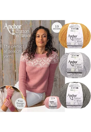 Anchor Cotton Wool – fonalcsomag- ujjatlan kesztyű horgolásmintával