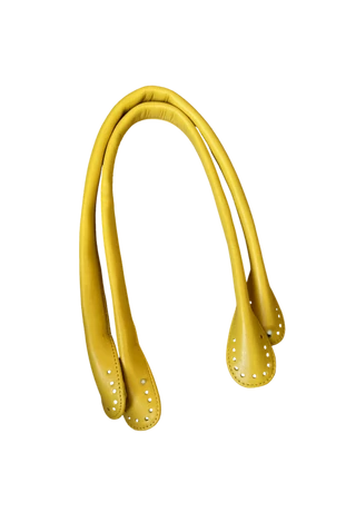 Kézműves bőr felvarrható táskafül sárga