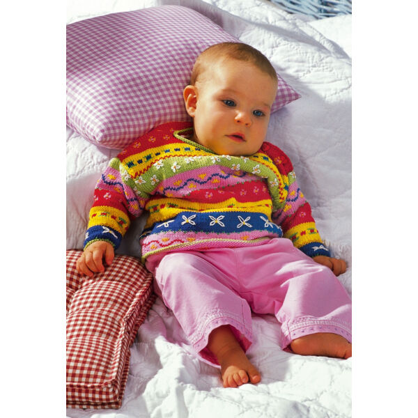 Színes baba pulóver catania fonalból kötve