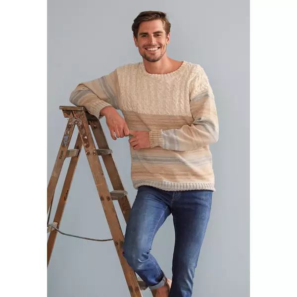 kötött férfi pulóver summer ombré és catania denim fonalból kötve mix & knit