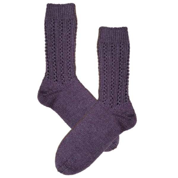 Azsurmintás zokni bumeráng sarokkal Regia Silk selyem fonalból kötve