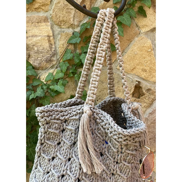 Makramé táskafülek, leírás 3 és 5 mm-es makraméra