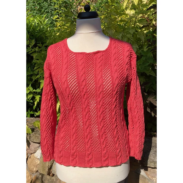 Csavart és hálómintás nyári pulóver Catania kötésminta