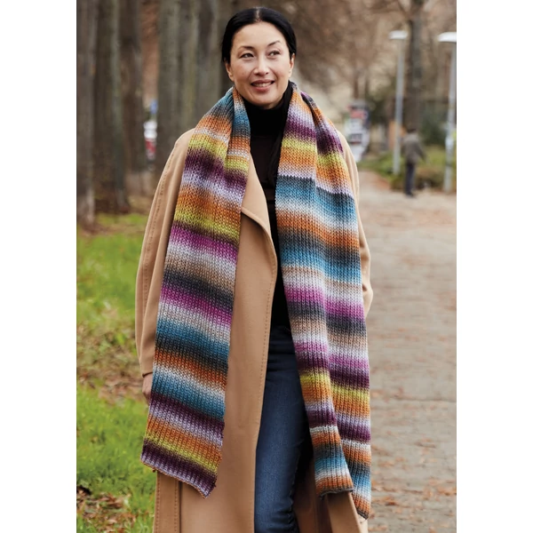 Színes csíkos sál kötésminta Regia Virtuoso Color