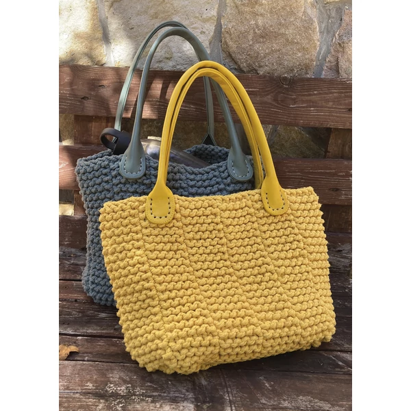 Tote táska bordás lustakötéssel kötve kötésminta